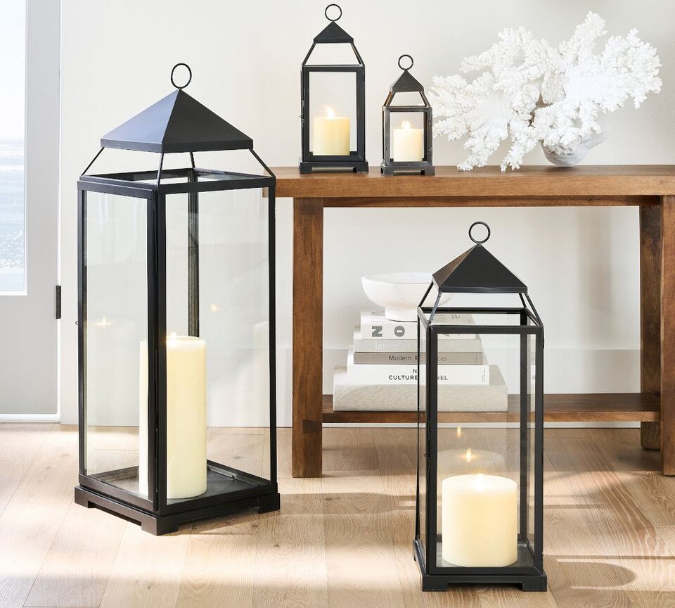 Malta Glass & Metal Indoor/Outdoor Lantern Pottery Barn Australia